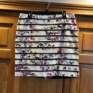 White House Black Market Floral Striped Midi Skirt